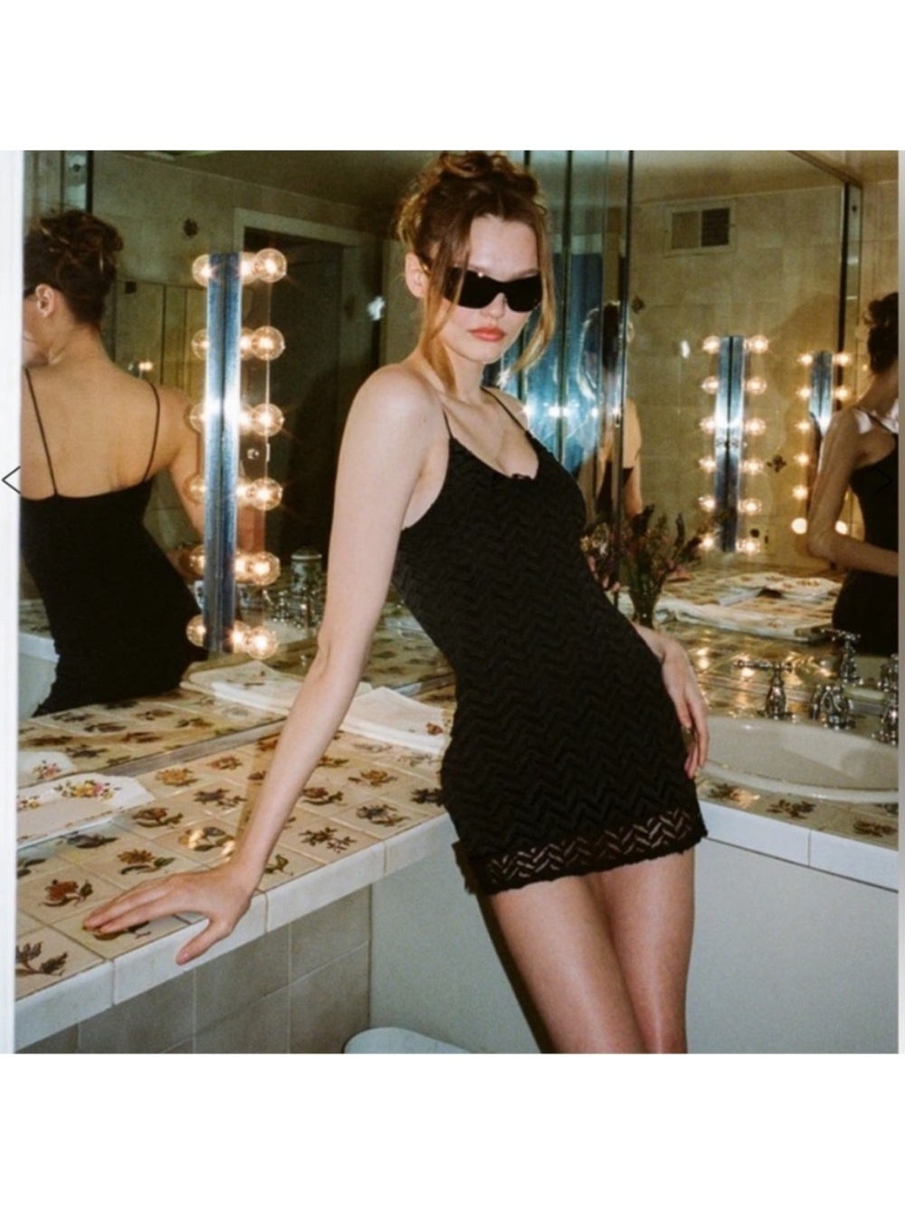 With Jean Mimi Lace Overlay Mini Dress Black